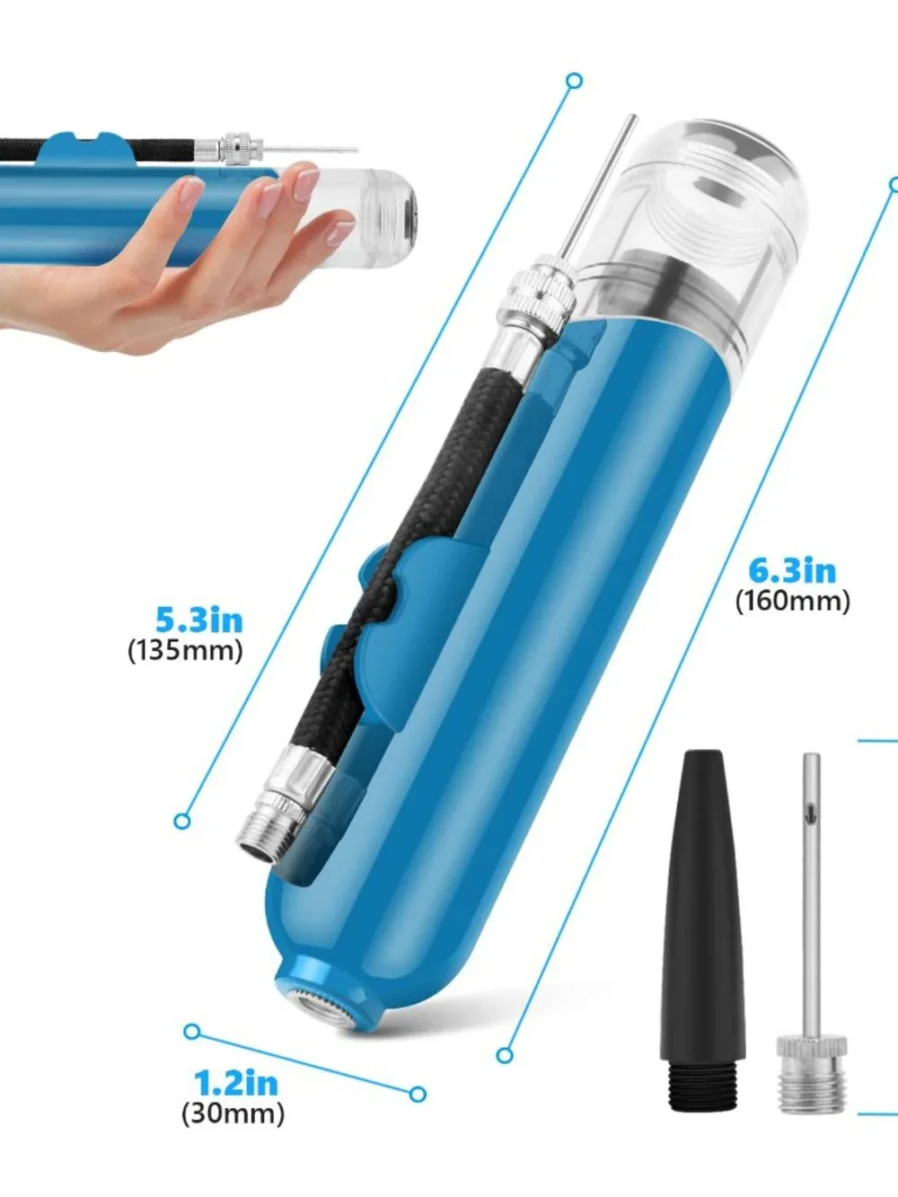 BROTOU Ball Pump, Dual Action Inflate Air Pump with 3 Needles and 2 Nozzles for